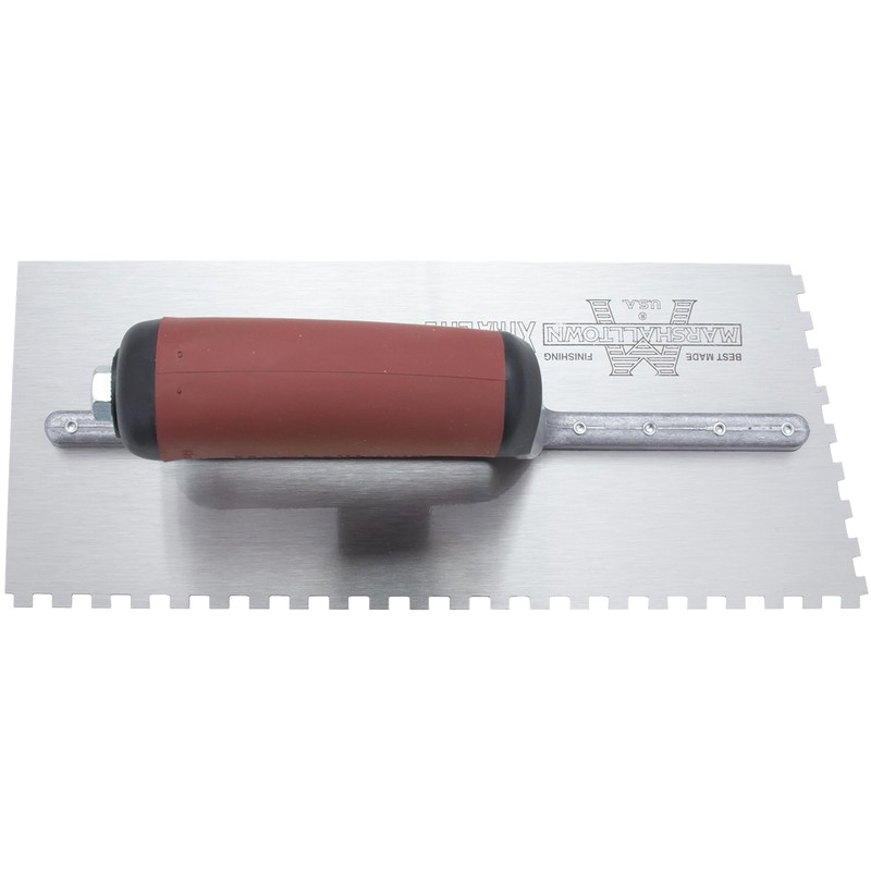 MARSHALLTOWN Cut-Back Notched Trowels, Right-Handed Square 6mm X-Notch, 6mm Z-Notch,