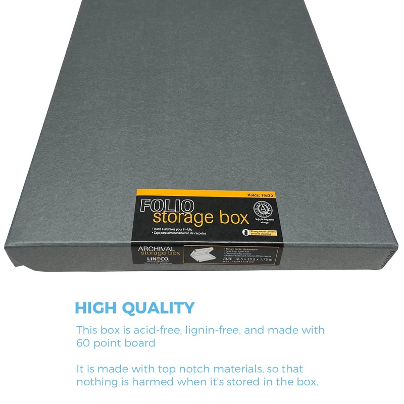 Lineco Folio Storage Box, Clamshell Design with Metal Edge. 16.5x20.5x1.75