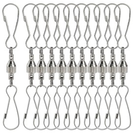 SOFPLATE 1 Box 20Pcs Swivel Dual Clips Spinning Hanging Hooks 360 Degree Rotatable Stainless Steel Silver Windsock Spiral Tails Crystal Twisters for Hanging Wind Spinners Suncatcher Flags Party Supply