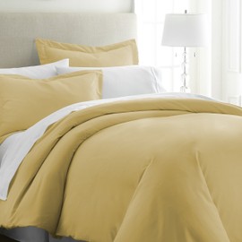 ienjoy Home Beckham Luxury Soft Brushed 1800 Series Microfiber Duvet Cover Set - Hypoallergenic, King, Gold