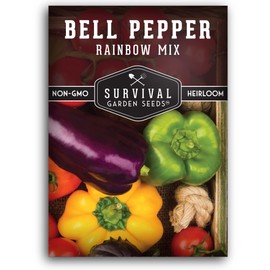 Survival Garden Seeds - Rainbow Mix Bell Pepper Seeds for Planting | Grow Colorful Sweet Peppers in Red, Yellow, Orange, Purple, and Green - Non-GMO Heirloom (1 Pack)