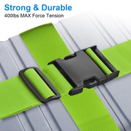 4 Pack Luggage Straps for Suitcases TSA Approved, Travel Belt, Suitcase Strap, by Hiuysid (Green)