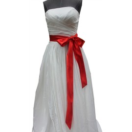 NANIA Wedding satin sash belt for special occasion dress bridal sash (Red)