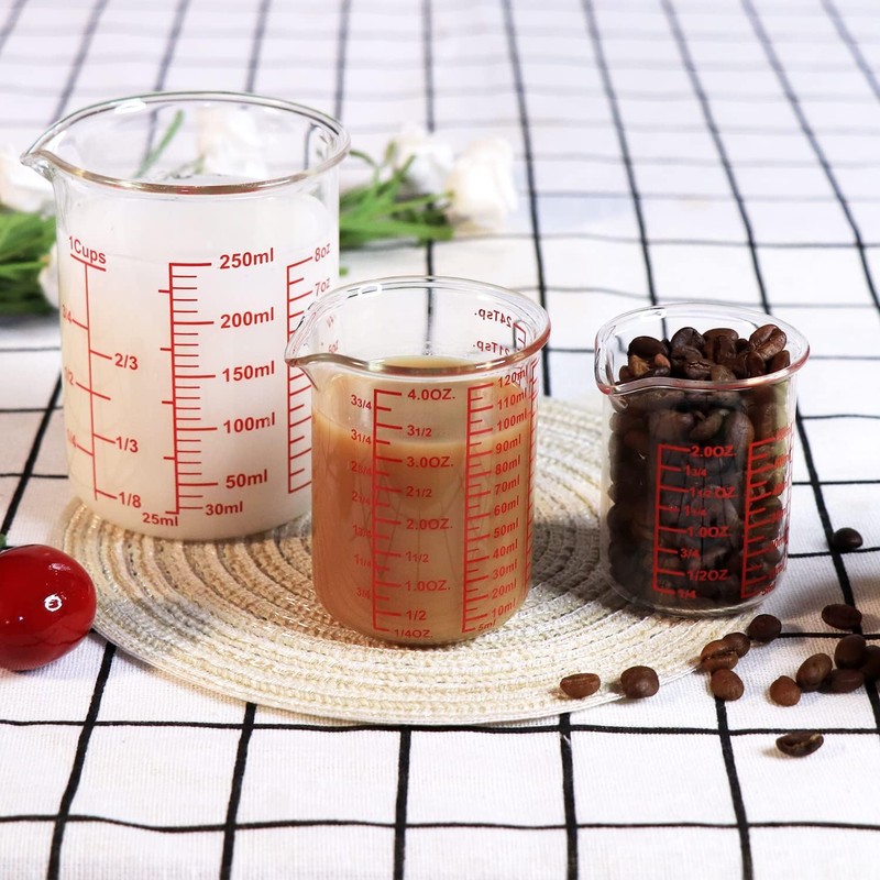 High Borosilicate Glass Measuring Cup-V-Shaped Spout，Glass Measuring Beaker for Kitchen