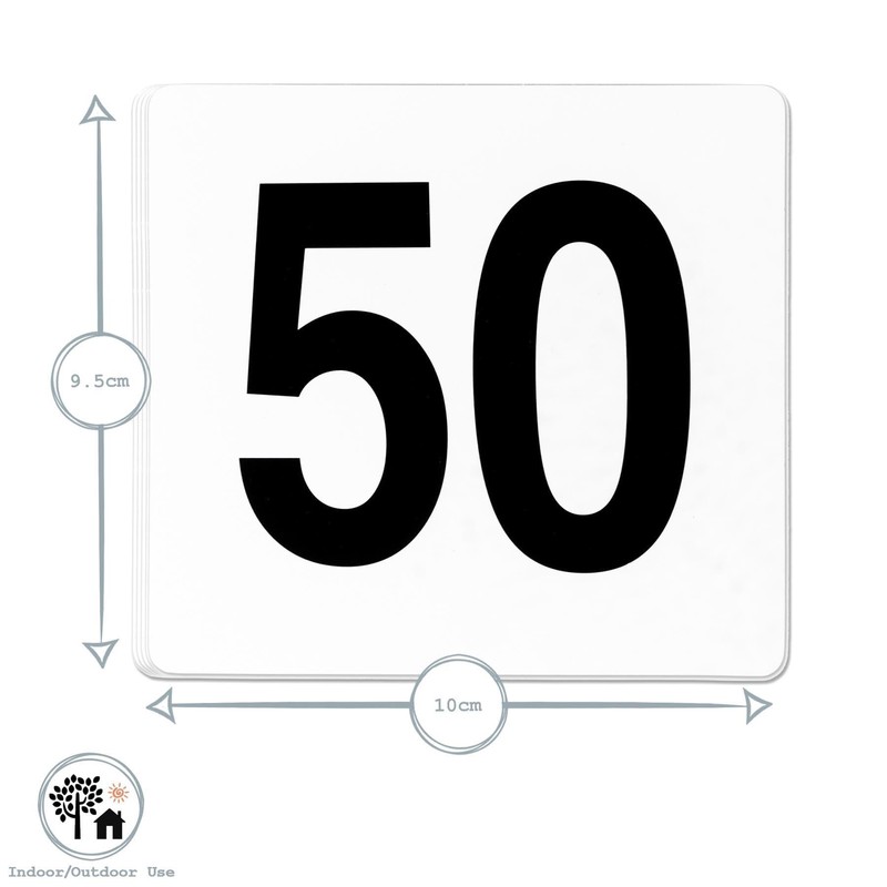 Argon Tableware 1-50 Table Number Cards - Plastic Double Sided