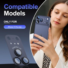 KISMER Lens Protector for phone17 Pro Max Camera, Aluminum Alloy Frame + 9H Sapphire Glass, Anti-Scratch HD Lens Cover with Funny text, Blue
