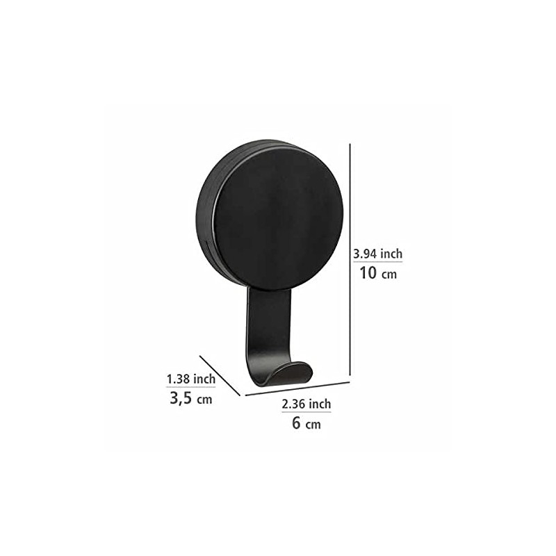 WENKO Static-Loc Plus Pavia Wall Hooks, Black, Set of 2
