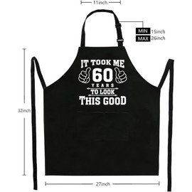 60th Birthday Gifts Kitchen Chef Cooking BBQ Aprons with 2 Pockets, 60 Year Old Gifts for Men Women