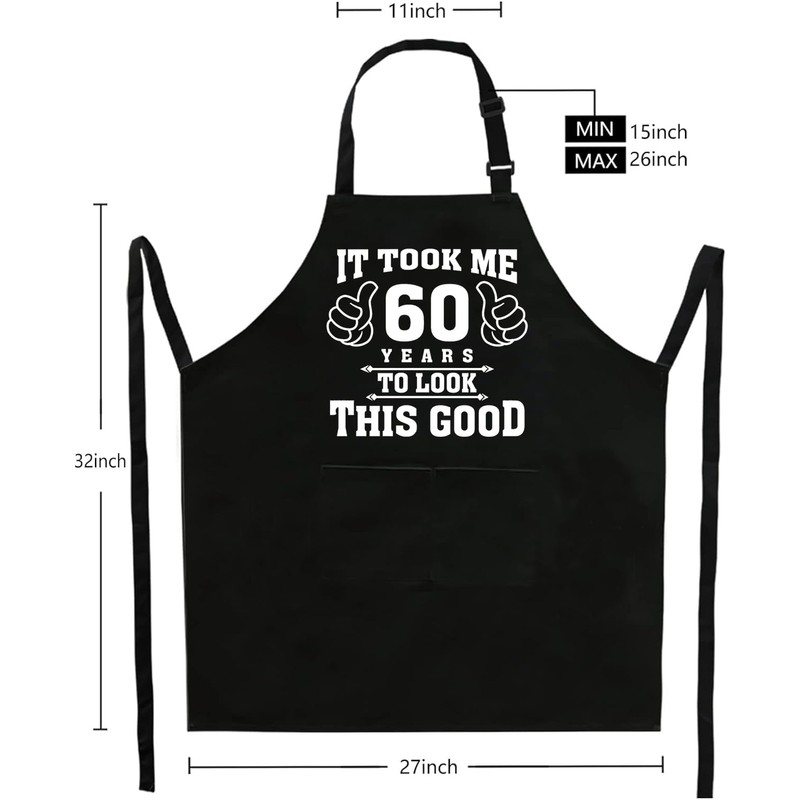 60th Birthday Gifts Kitchen Chef Cooking BBQ Aprons with 2