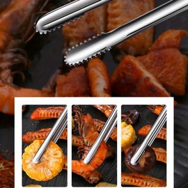Stainless Steel BBQ Tongs with Non-Slip Handles, Grilling and Kitchen Utensils, Cooking Clips for Steak and Bread