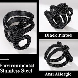 Richsteel Punk Black Jewellery Rings For Women Snake Grunge Ring Teen Girls
