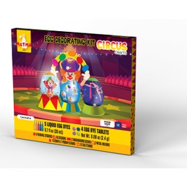 METMA 1999 Egg Decorating Kit Circus Crafts - Complete Decorative Eggs Set with Liquid Dyes, Tablets, Stickers, Egg Spinner and More - Fun Easter Egg Dye Kit Arts and Crafts for Kids (Circus Crafts)