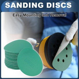 INFINAUTO Sanding Discs, 3inch 600 Grit Automotive Repair Round Hook and Loop Sandpaper Polyester Film Green, 50 Pcs