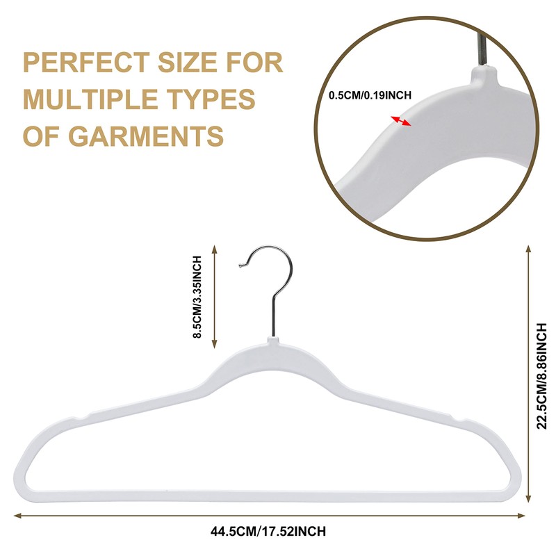 Quality Hangers 20 Pack Non-Velvet Plastic Hangers for Clothes -