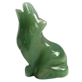 Lovionus89 Natural Green Aventurine Wolf Crystal Figurine, Hand Carved Stone Animal Statues for Home Decor 2.5 Inches