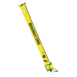 Dive Alert Surface Marker Buoy (SMB) - Essential for Safe Scuba Diving with Plastic Inflation Nozzle & Finger Spool Pocket, Yellow