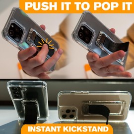 Scooch Wingback Pop Up Phone Grip, Stand, and Car Mount for Smartphones [Two-Way Stand] Compatible with Any Smartphone and Most Cases, Works with Magnetic Car Mounts (Clear, Wingmount Bundle)