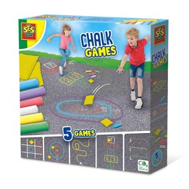 SES Creative Chalk Games 5 in 1, Pavement and Playground Chalk Set for Outdoor Active Play for Boys and Girls Ages 3 Years and Up, 5 Game Ideas Included