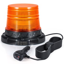 AnTom Rotating Beacon 12 V 24 V Yellow LED Magnet with Voice Alarm Function Warning Light 3 Metre Cable and Double Switch for Trucks, Tractors, SUVs, Golf Carts, Emergency Vehicles and Construction