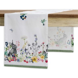 Maison d' Hermine Tablerunner 100% Cotton Table Runner Decorative Washable Easter Table Cover for Home, Kitchen, Dining, Cocktail Parties & Camping, Printemps - Spring/Summer (37cm x 180cm)