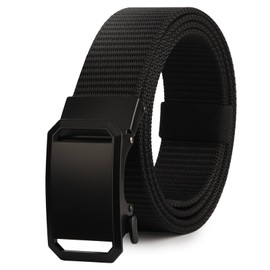SUMGOYS Men's Belt Without Holes, Adjustable Nylon Fabric Belt The Outdoor Business Work Belt Fits Anywhere, black