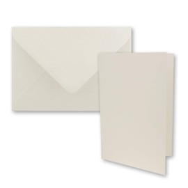 FarbenFroh DIN B6 Folding Card Set with Envelopes in Natural White 120 x 170 mm Ideal for Invitation Cards, Wedding, Christening, Communion, Confirmation, Pack of 50