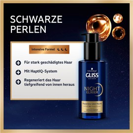 Gliss Night Elixir Ultimate Repair (100 ml), Hair Serum Regenerates Damaged Hair During Sleep, Hair Care Leaves Soft & Regenerated Hair Overnight