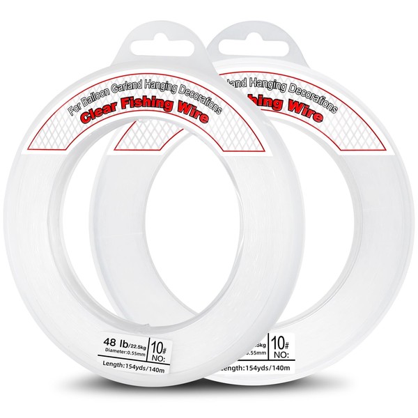 Ktxaby 2 Rollen Angelschnur 140m x 0.55mm Transparent Nylonschnur Reißfest