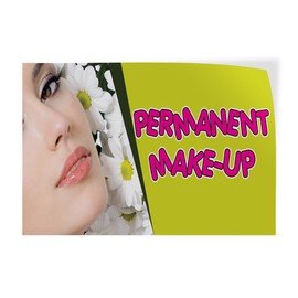 Decal Sticker Multiple Sizes Permanent Make-Up #2 Business Make up Outdoor Store Sign Yellow - 12inx8in, One Sticker