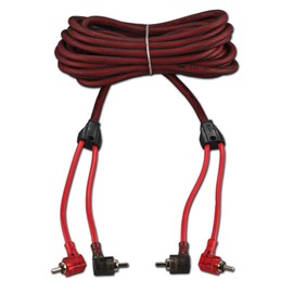 DS18 R16.L 100% Oxygen Free Copper OFC Ultra Flex 2-Channel RCA with 90 Degree Ends - Dual Twist Wire Noise Reducing Audio Cable for Amplifiers, Subwoofers, Speakers - 16 FT