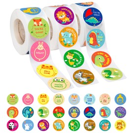 3 Rolls Motivational Stickers for Kids, 1500 Pcs Teacher Reward Stickers School Supplies Roll Sticker Potty Training Sticker for School Classroom Home, 24 Designs (Each Measure 1" in Diameter)