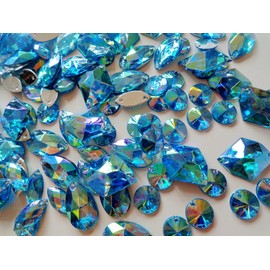 300pcs mixed shape size deep blue crystal sew on rhinestones Acryl loose Beads hand sewing strass