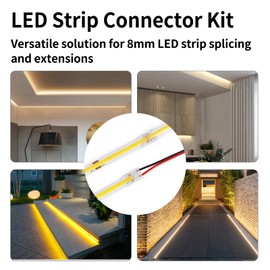 ZGGAZCA 8MM Cob Led Strip Connectors 2 PIN Kit 14pcs Transparent 2 Pin Connector with 5Pcs 15cm Wire for Light Tape Corner Track Lighting Solderless Connection Extension Wires Conectores