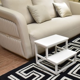 YAKANJ Step Stools for Adults Kids,Heavy Duty Sturdy Step Stool Helper for Kitchen Bathroom,Hold Up to 500 Lbs Capacity Metal Frame -White