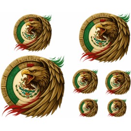 Calendario Azteca con Aguila Aztec Calendar & Eagle Vinyl Sticker Decal Set – Full Color, Laminated, Weatherproof – for Cars, Laptops, Toolboxes, Coolers, and More