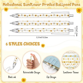 Sinload 50 Set Sunflower Pens Gift Inspirational Ballpoint Pen with Cards Back to School Sunflower Yellow Floral Theme First Day of Class for School Party Favors Supplies