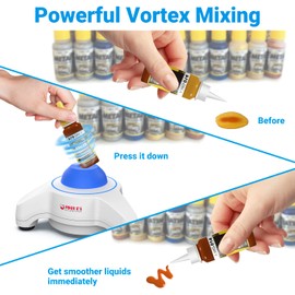 FOUR E'S SCIENTIFIC Mini Vortex Mixer - Lab Vortex Shaker, 5600 RPM, Blue, Touch Function Portable for Lab Inks Acrylic Paints Nail Polish with Extra Silicone Cap & 300 pcs 7/32 in Mixing Balls