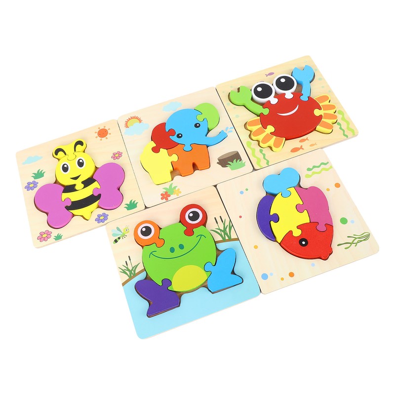 5pcs Baby Jigsaw Puzzles Animal Shaped Colorful Printing Educational Hands