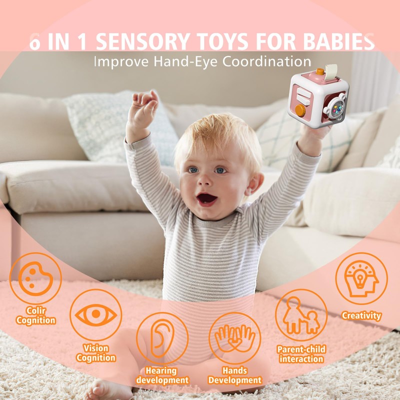 WixbFyn Montessori Activity Cube Sensory Toy for Toddlers, Fidget Toy