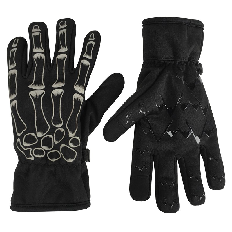 N'Ice Caps Boys Plush Lined Breathable Skeleton Stretch Lightweight Gloves