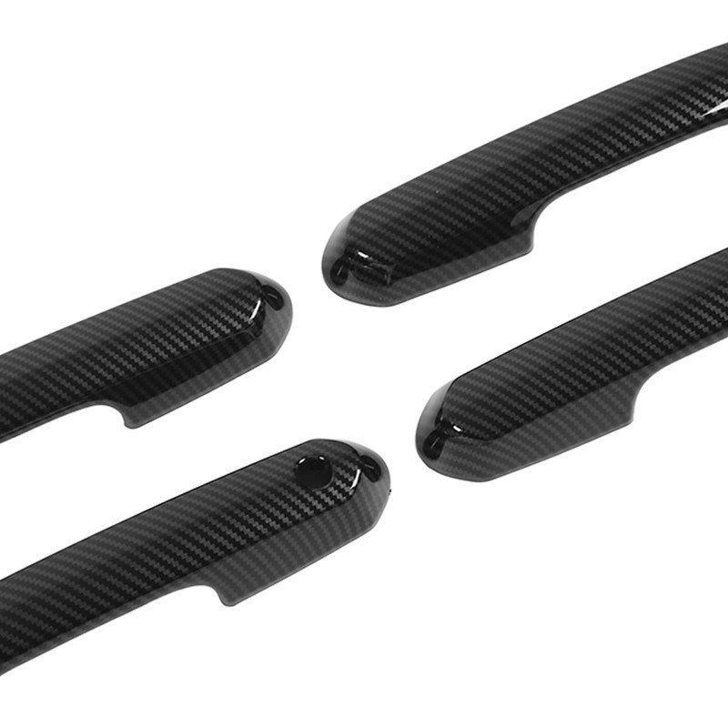 4pcs Gloss Black Carbon Fiber Style Exterior Door Handle Cover