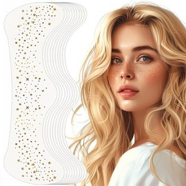 Glitter Pecas Cara Tatuaje, Tatuajes Temporales Pecas de Glitter para la Cara, 6pcs Gold Sparkle Pecas, Cara Glitter Parches de Maquillaje