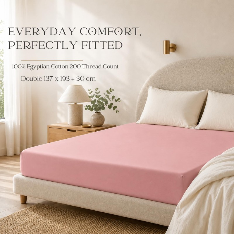 Double Bed Fitted Sheet 100% Egyptian Cotton 200 Thread Count