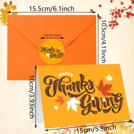 Doumeny Happy Thanksgiving Greeting Cards with Envelope and Sticker, 36 Pack Fall Leaves Pumpkins Greeting Cards Thanksgiving Harvest Paper Cards Autumn Holiday Note Cards for Party Favor Supplies