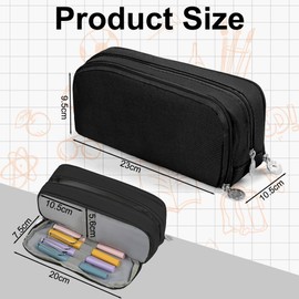 OFFCUP Pencil Case Girls Pencil Case Corduroy Fabric Pencil Case Teenager Pen Bag Portable Stationery Bag Pencil Case with Zip Pencil Case for School Office, Triple black