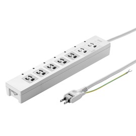 Sanwa Supply TAP-F37-2CLK Power Strip with 5 Interlocking Concentrated Switch + Lightning Guard 3P 7 Outlet 6.6 ft (2 m)