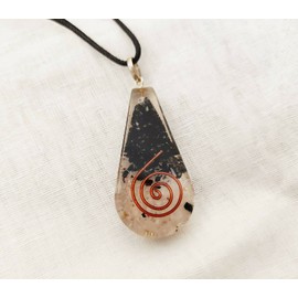 Nirdesh Obsidian & Clear Quartz Orgonite Pendant Neck Necklace Cone Orgone Pendant Unisex Gift for E-Energy Protection and Spiritual Healing