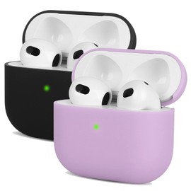 2X Kompatibel mit Airpods Pro 2 Generation Hülle 2022, Mocarheri Ultra-dünnes, Silikon Stoßfeste Weiches Schutzhülle für Airpods Pro 2, Voller Schutz für Airpods Pro 2 Case Cover, Schwarz/Helles Lila