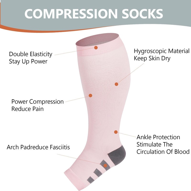 Abodhu Plus Size Compression Socks Open Toe Compression for Women&