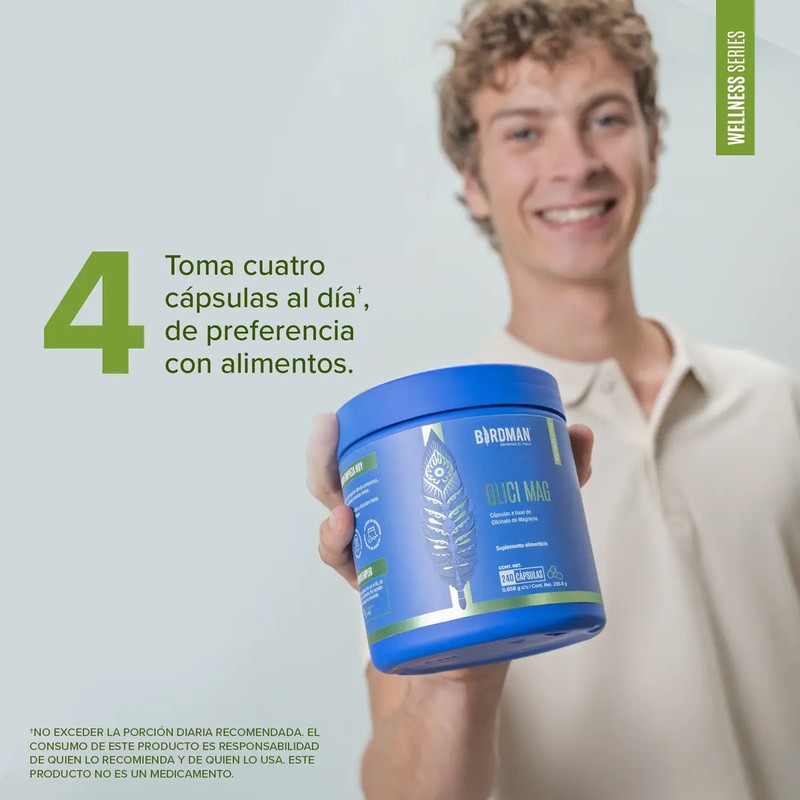 Birdman Glicinato de Magnesio 400 Mg Sin Aditivos Mujer Hombre